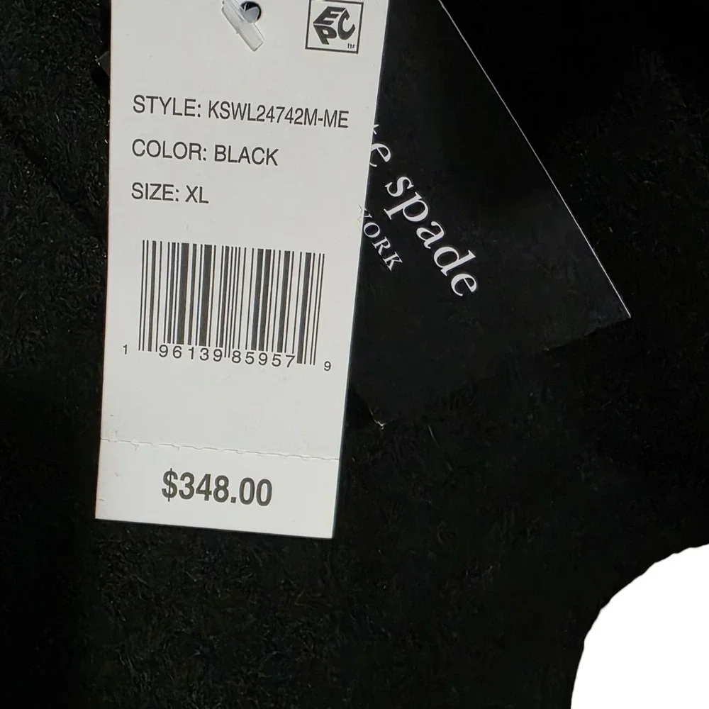 Kate Spade New York Black High Neck Wool Blend Coat Women's XL NWT - $348‎